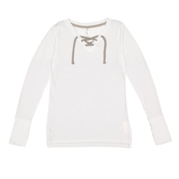 Women's Fine Jersey Lace-Up Long Sleeve T-Shirt Thumbnail
