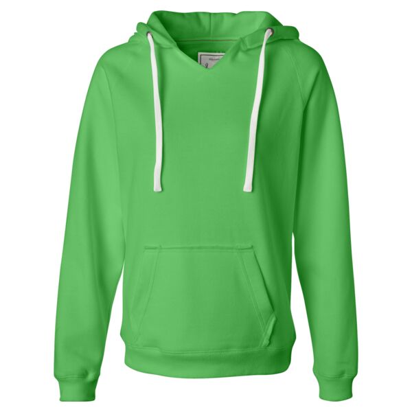 Women's Sueded V-Neck Hooded Sweatshirt Thumbnail