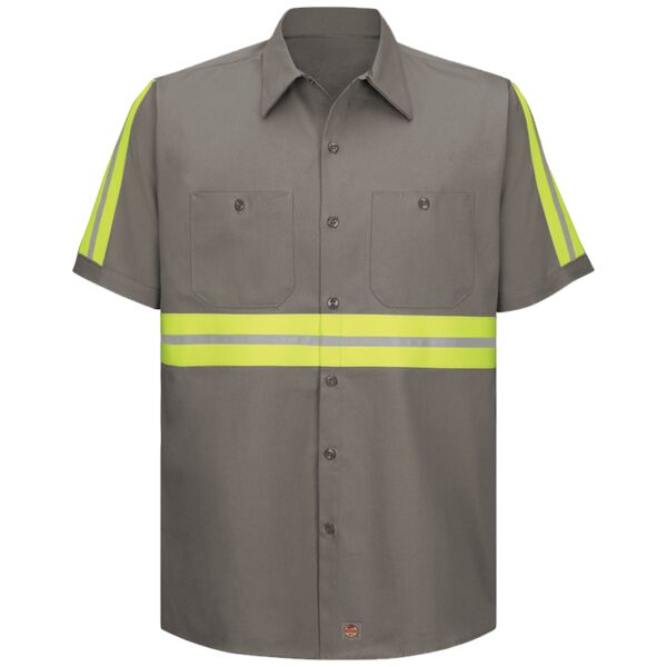 Enhanced Visibility Short Sleeve Cotton Work Shirt - Tall Sizes Thumbnail