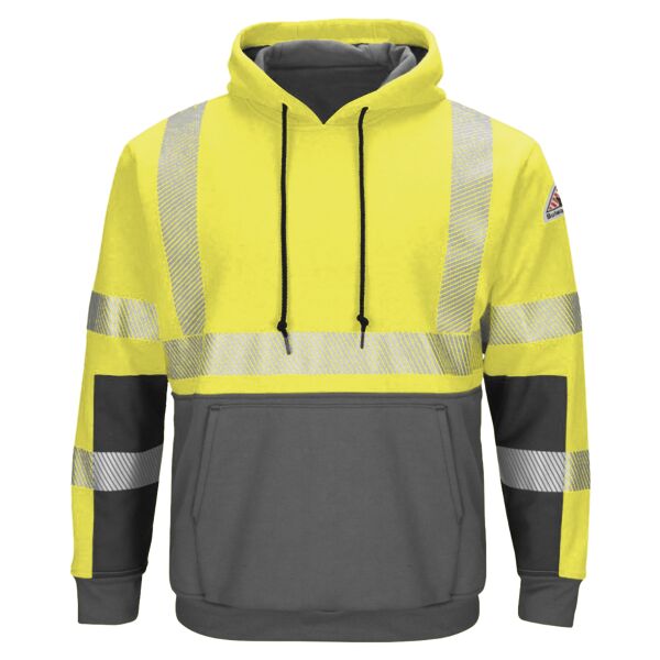 Hi-Visibility Color-Blocked Pullover Hooded Fleece Sweatshirt Thumbnail