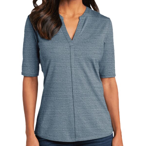 Women's Stretch Heather Open Neck Top Thumbnail